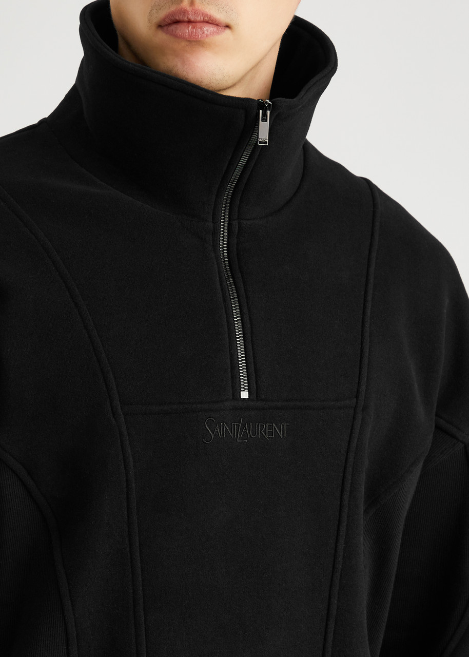 SAINT LAURENT Logo-embroidered half-zip cotton sweatshirt | Harvey