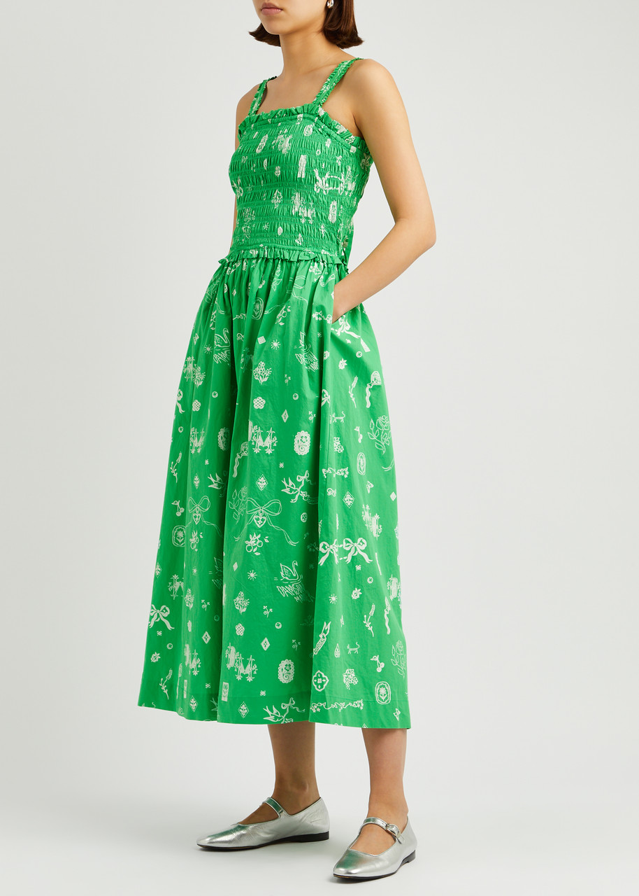 DAMSON MADDER Kiera printed cotton midi dress | Harvey Nichols