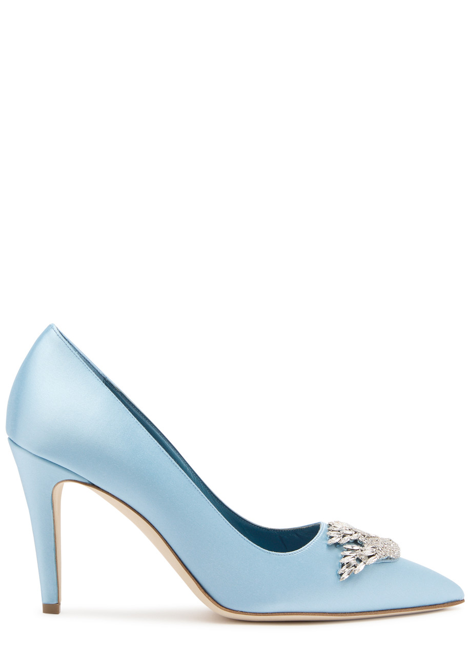 【MANOLO BLAHNIK 】★Palos 90mm パンプス MANOLO BLAHNIK Palos 90 embellished satin pumps | Harvey Nichols