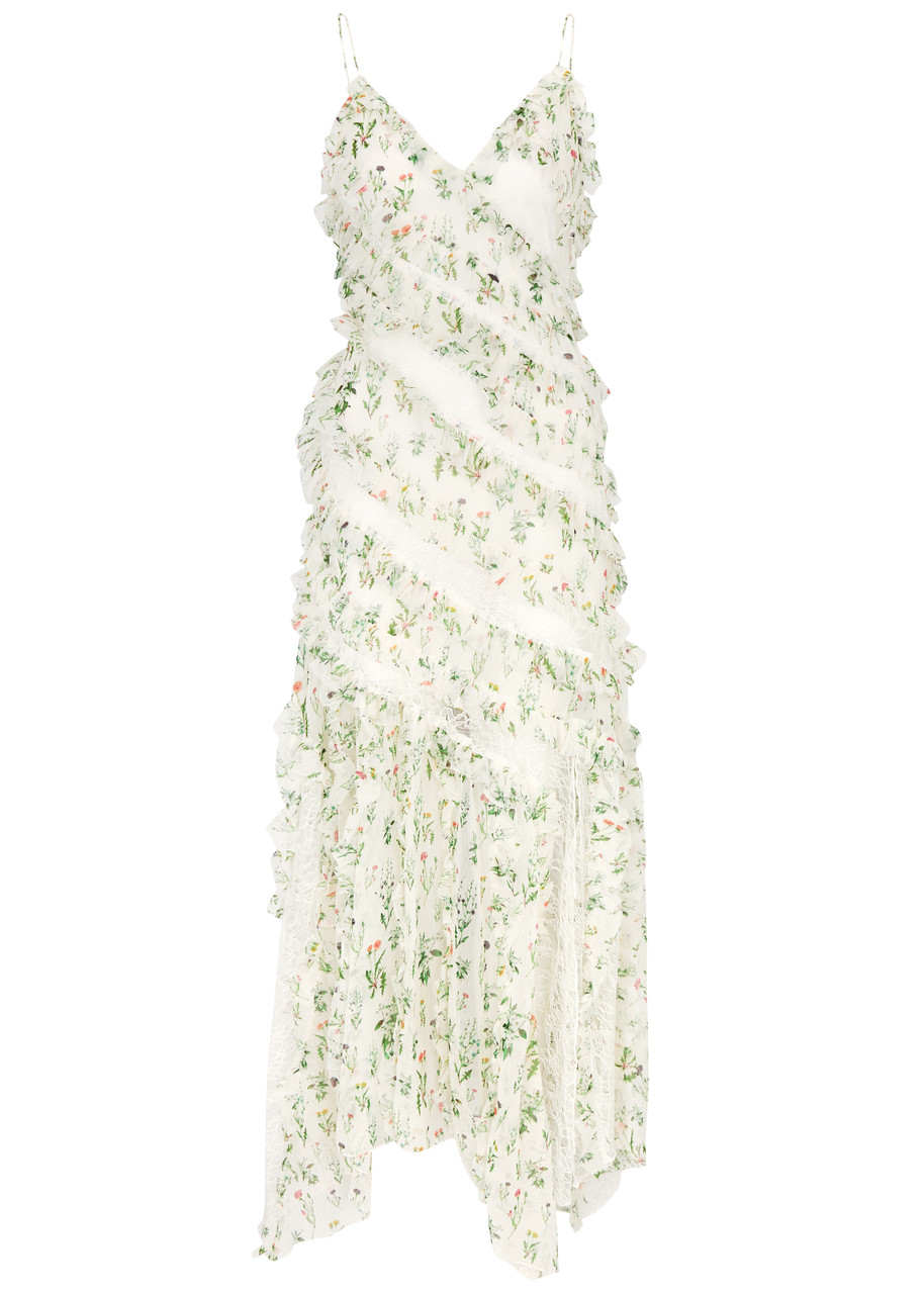 ワンピース fiolily Chiffon Frill Dress off white Summer Women Long Dress Suspender Ruffles Chiffon Fairy