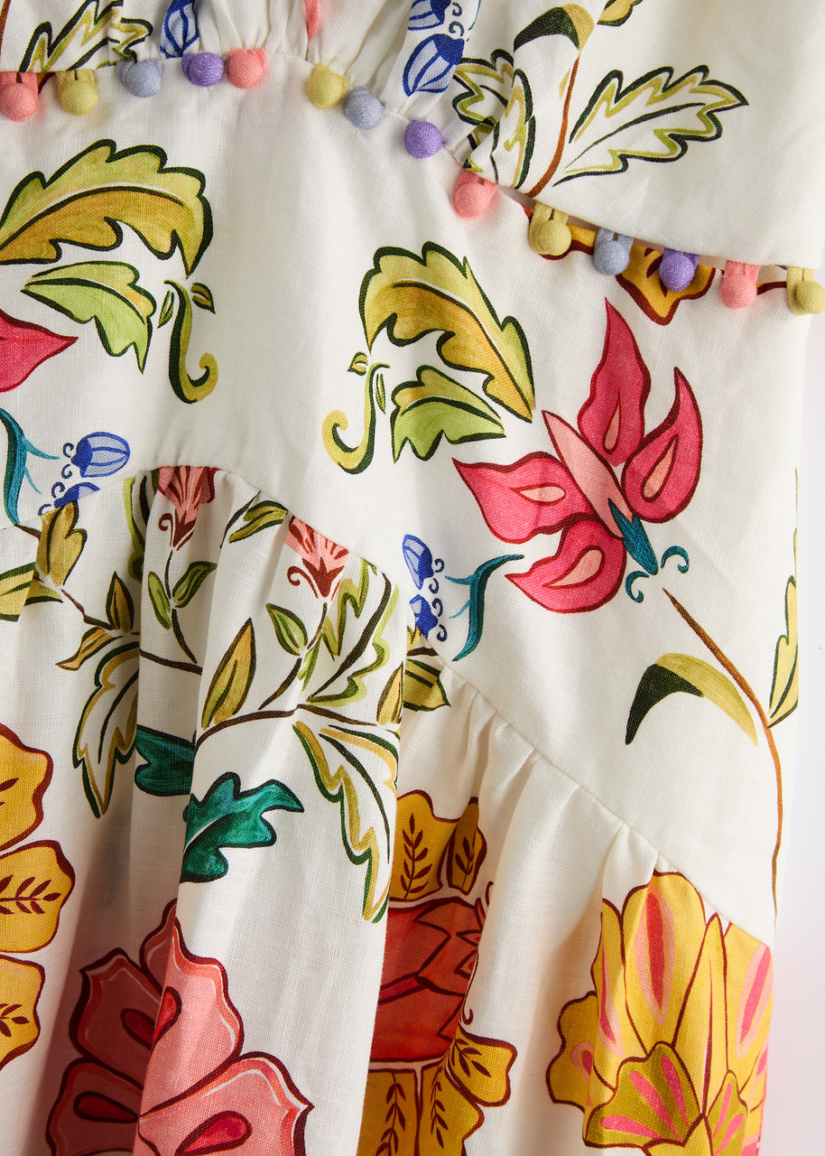 FARM RIO Floral Insects printed linen midi dress | Harvey Nichols