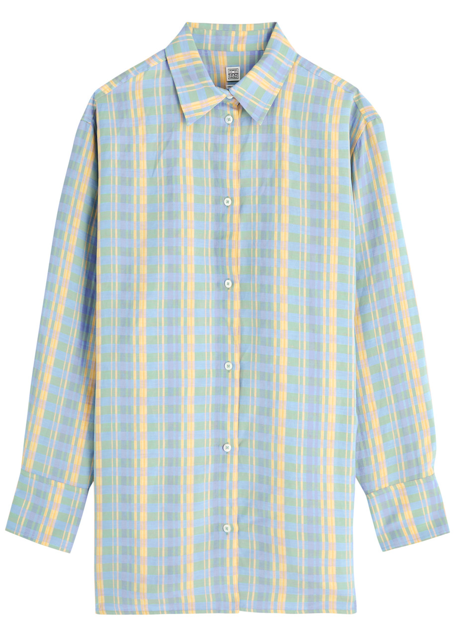 TOTEME Checked linen-blend shirt | Harvey Nichols