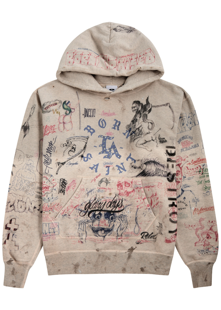 SAINT MXXXXXX Born X Raised printed hooded cotton sweatshirt