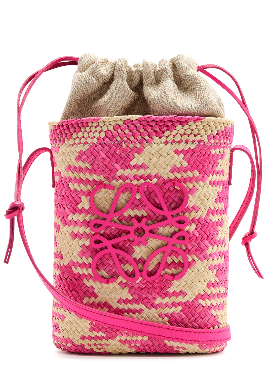LOEWE X Paula's Ibiza Square Pocket checked raffia cross-body bag