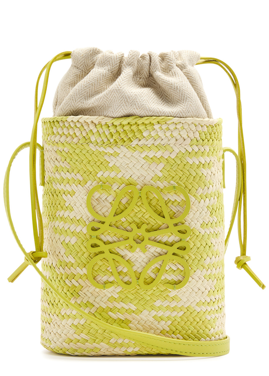 LOEWE X Paula's Ibiza Square Pocket checked raffia cross-body bag