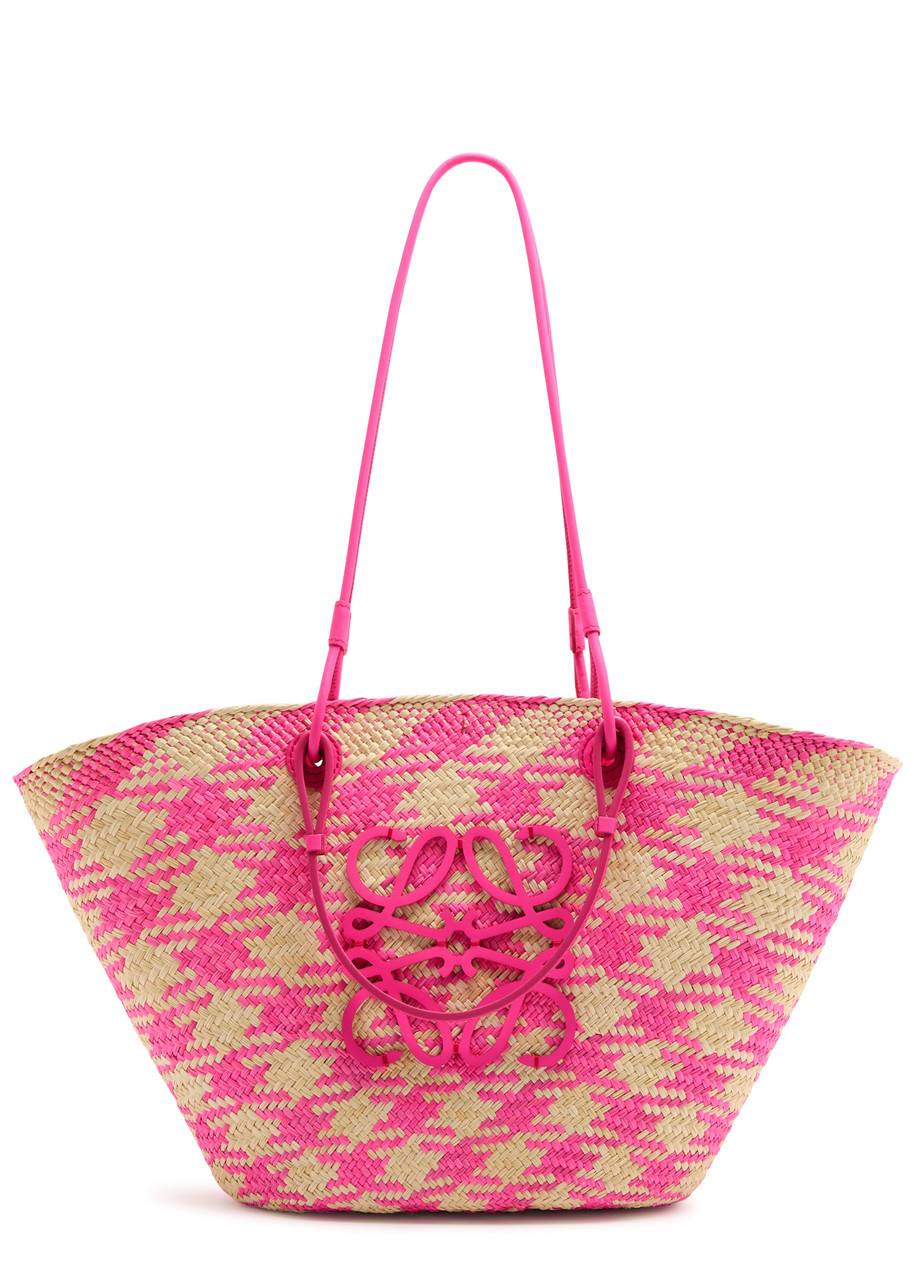 LOEWE X Paula's Ibiza medium checked raffia basket bag Harvey