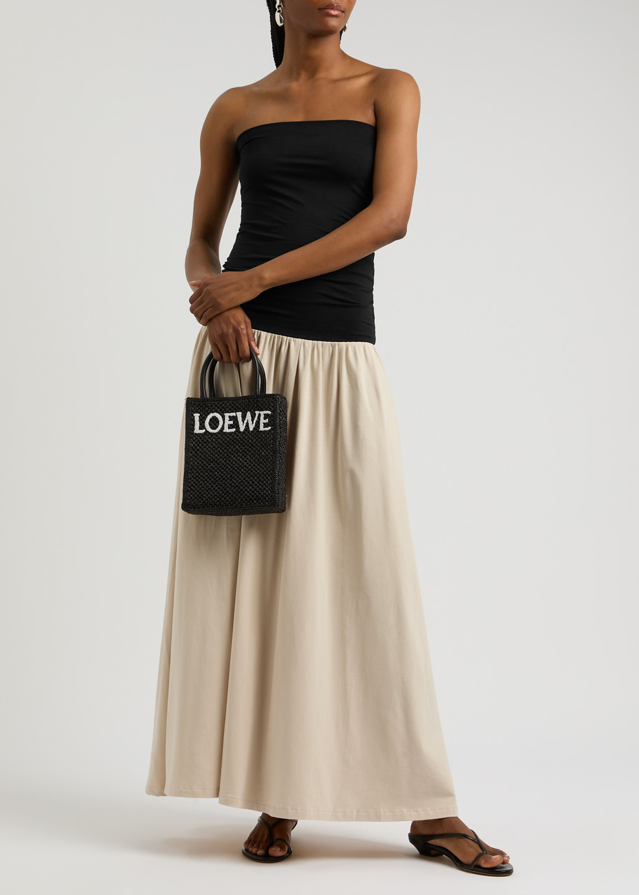 knee length dresses for ladies Marcella | Bleecker Off White Off The Shoulder Maxi Dress | Cotton Elastic Waist | Casual | Size L | European Cotton Voile main image 0