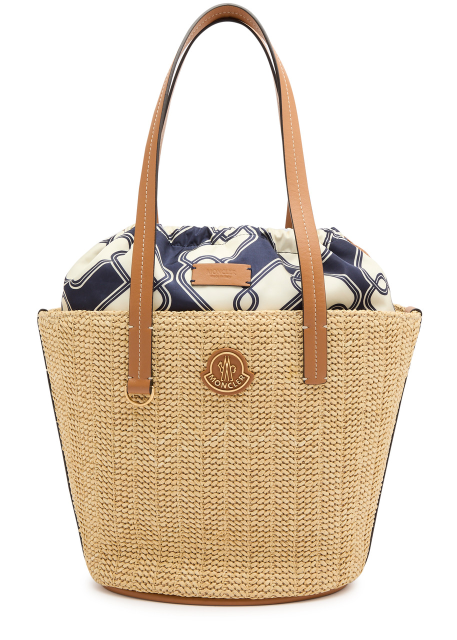 トートバッグ MONCLER RAFFIA SMALL HUBBA SHOPPING BAG Moncler Small Hubba Raffia Tote Bag | Neutrals | FARFETCH