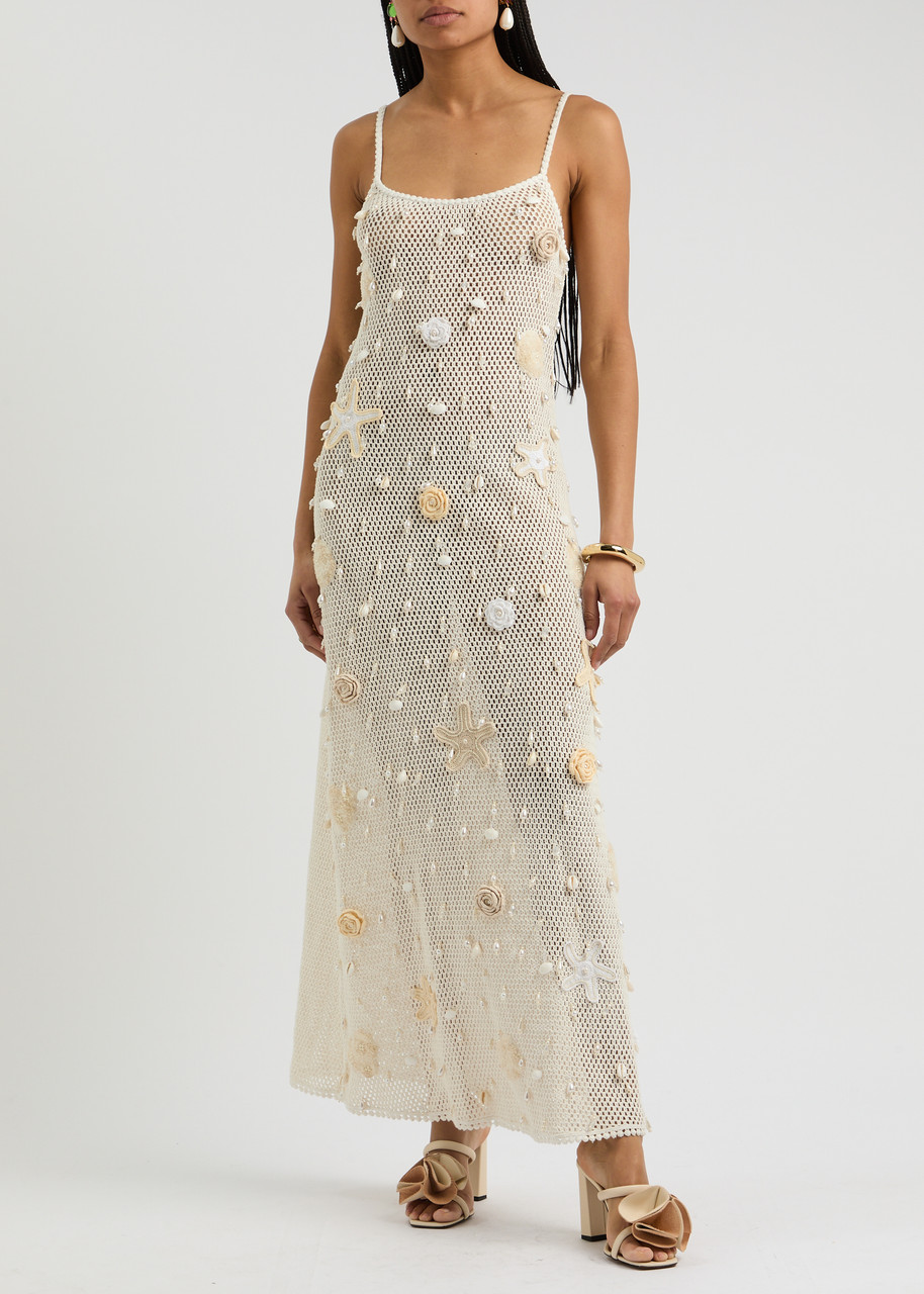 beige lace dress plus size Mini Beaded Dress in After Sun Brown