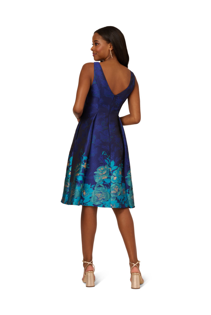 【海外限定】AdriannaPapell ☆ドレスBlue Border Jacquard Dres ADRIANNA PAPELL Border jacquard dress | Harvey Nichols