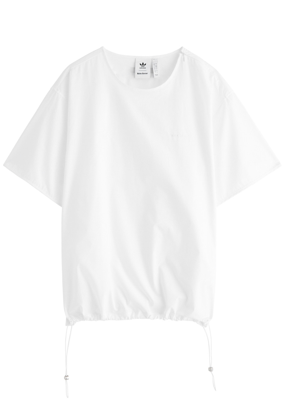 white cropped adidas top