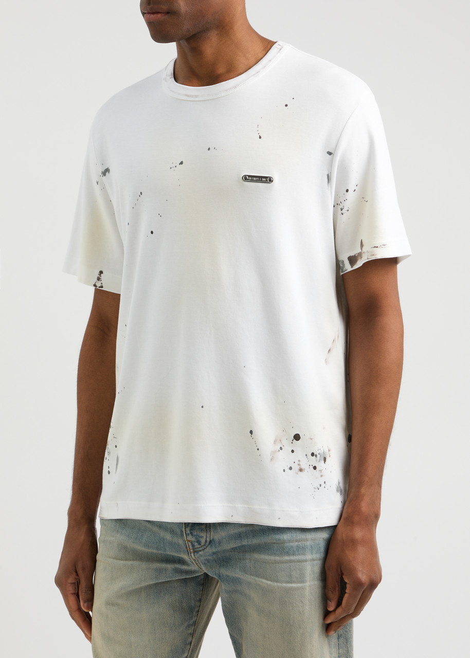 HELMUT LANG Distressed printed cotton T-shirt | Harvey Nichols