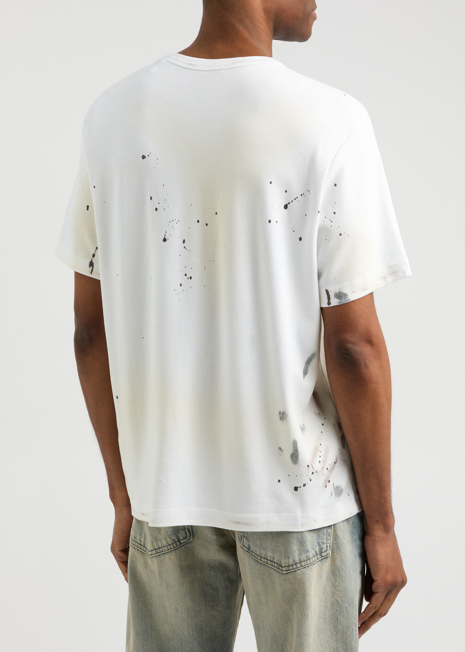 HELMUT LANG Distressed printed cotton T-shirt | Harvey Nichols