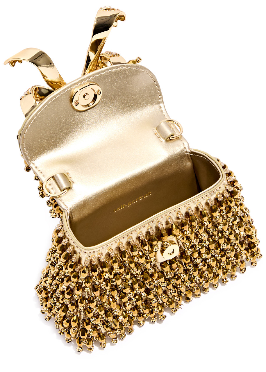 SELF-PORTRAIT Micro embellished leather top handle bag | Harvey