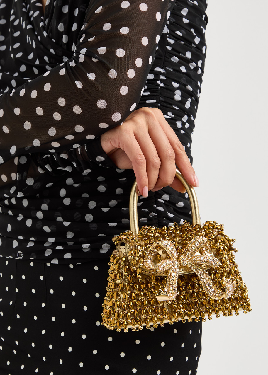 SELF-PORTRAIT Micro embellished leather top handle bag | Harvey