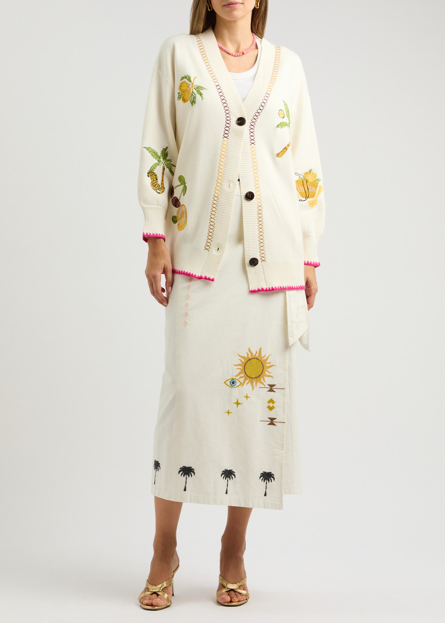 NEVER FULLY DRESSED Martha embroidered knitted cardigan | Harvey Nichols