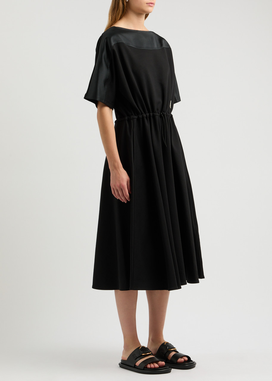 MONCLER Satin and cotton midi dress | Harvey Nichols MONCLER Satin and cotton midi dress | Harvey Nichols