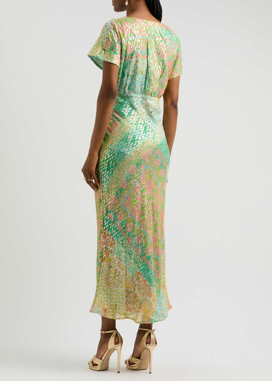 NEVER FULLY DRESSED Elodie printed chiffon midi dress | Harvey Nichols
