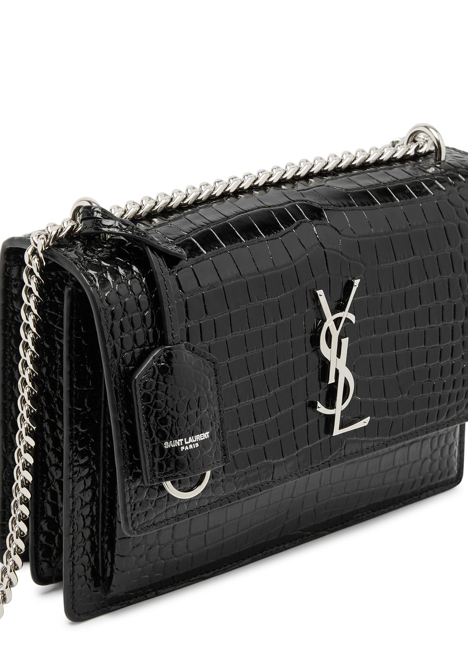 SAINT LAURENT Sunset medium crocodile-effect leather shoulder bag