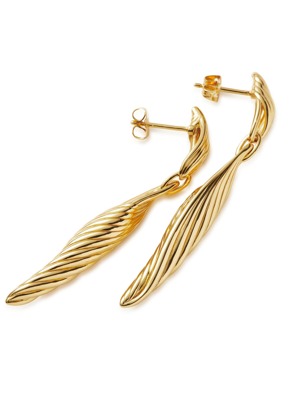 【MISSOMA】WAVY RIDGE DOUBLE DROP ピアス MISSOMA Wavy Ridge 18kt gold-plated drop earrings | Harvey