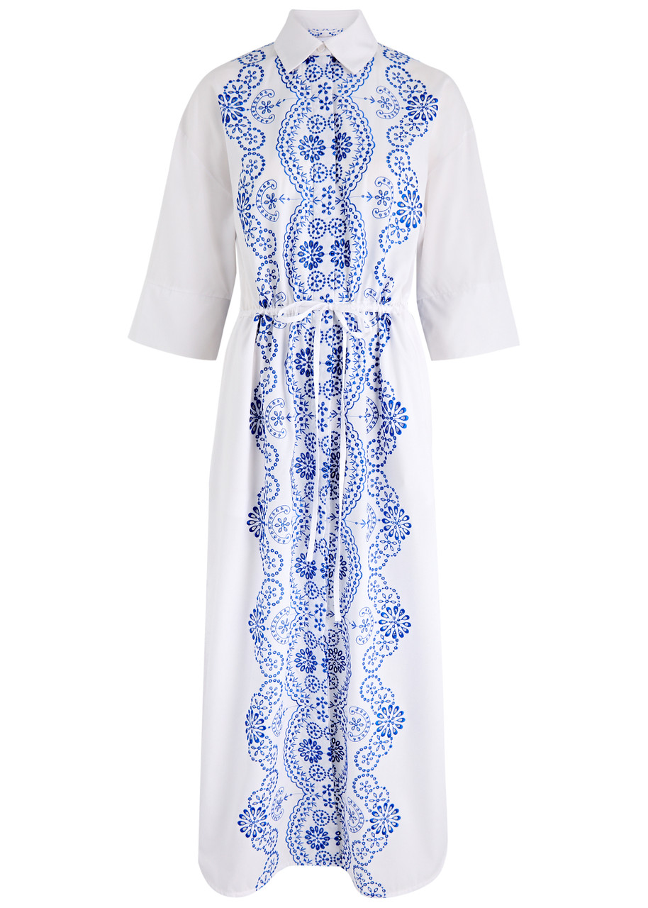 evi grintela cotton poplin maxi shirt dress Evi Grintela Ben Youssef Striped Maxi Shirt Dress In Blue