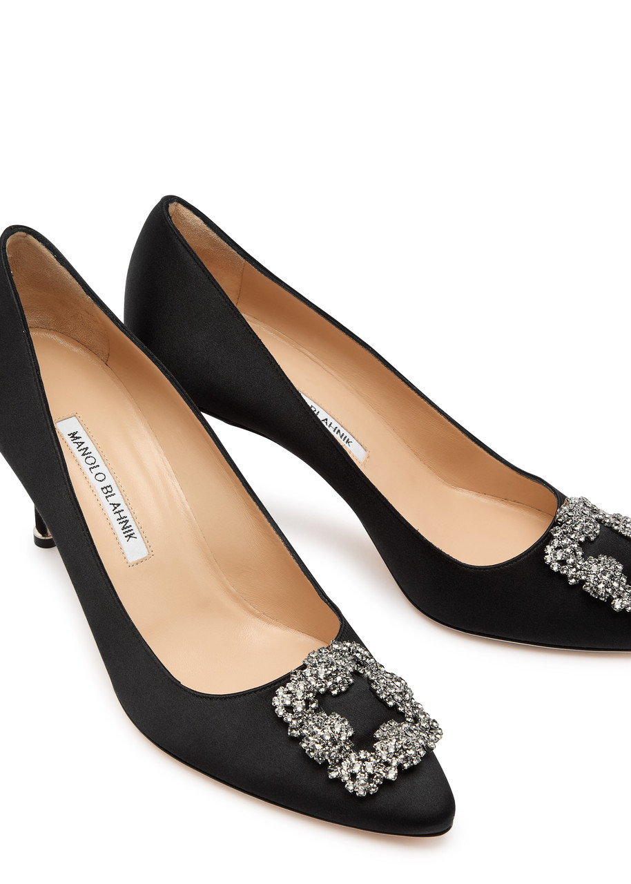 MANOLO BLAHNIK Hangisi 75 silk-satin pumps | Harvey Nichols