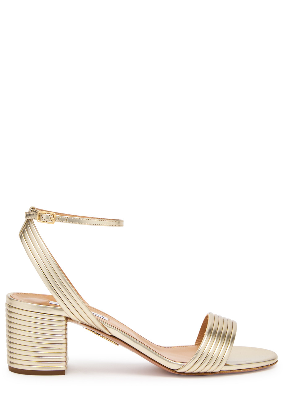 AQUAZZURA Sundance 50 metallic leather sandals | Harvey Nichols