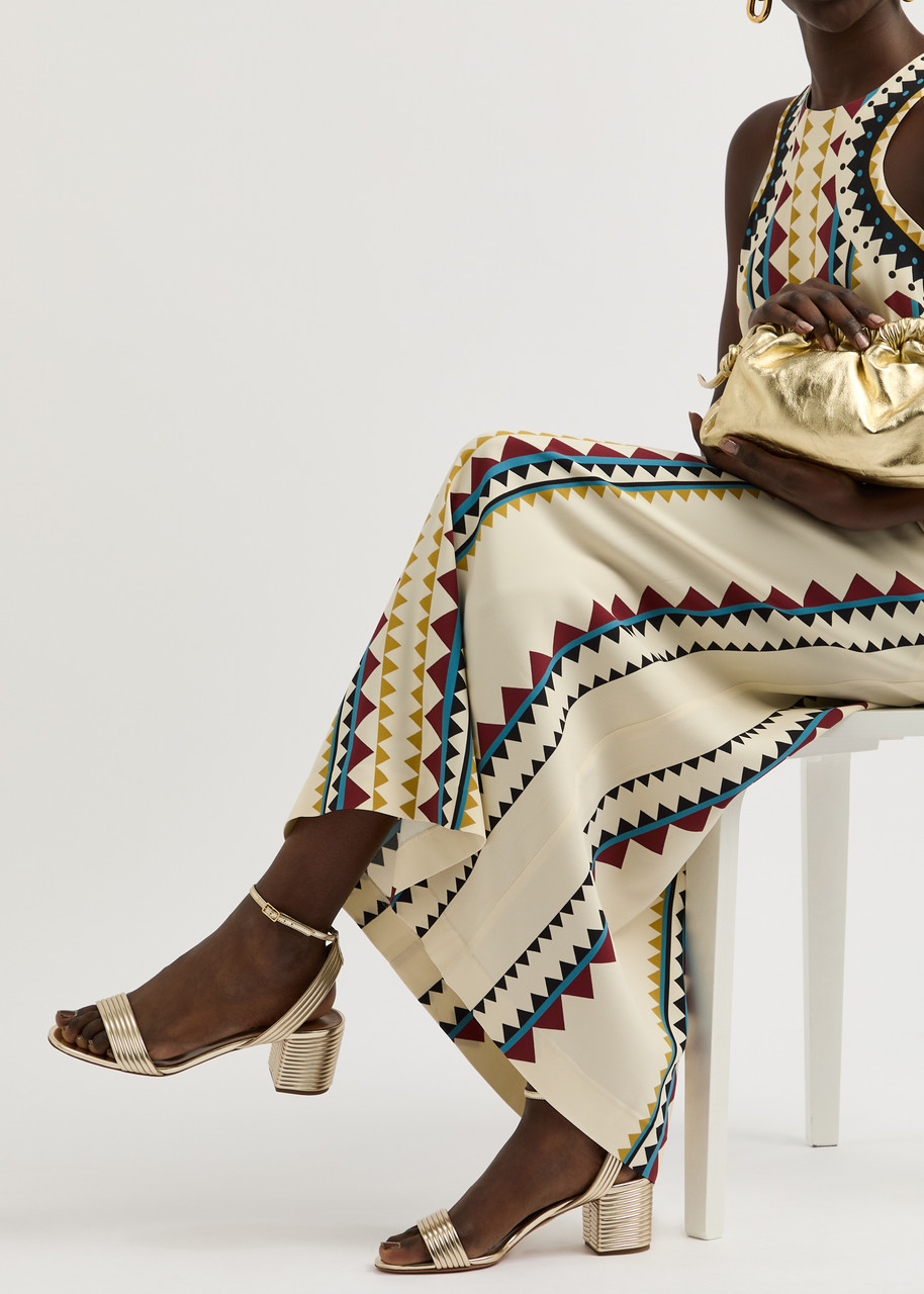 AQUAZZURA Sundance 50 metallic leather sandals | Harvey Nichols