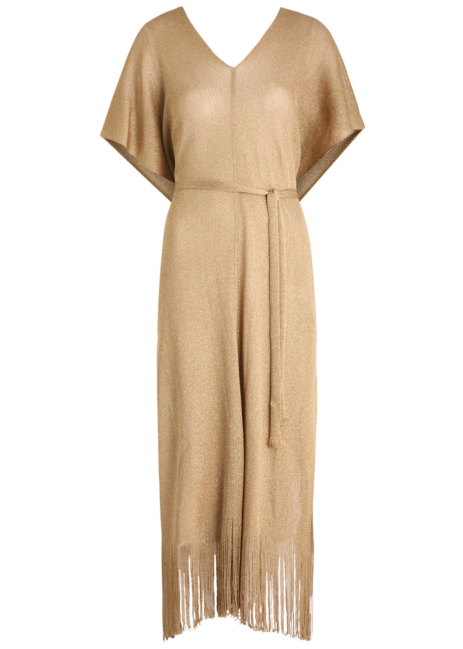 max mara gold dress Max Mara 3Capua Flowing Fabric Dress in Gold
