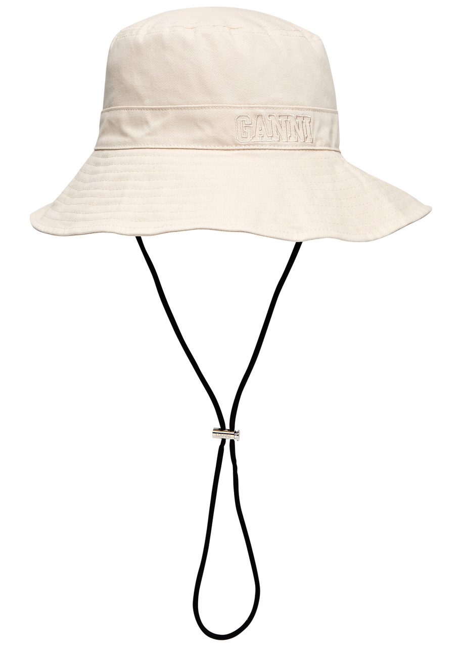 GANNI Logo-embroidered cotton bucket hat | Harvey Nichols