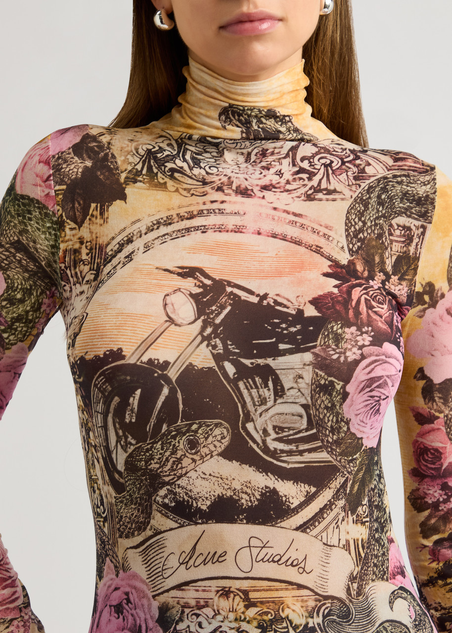 ACNE STUDIOS Printed fine-knit top | Harvey Nichols