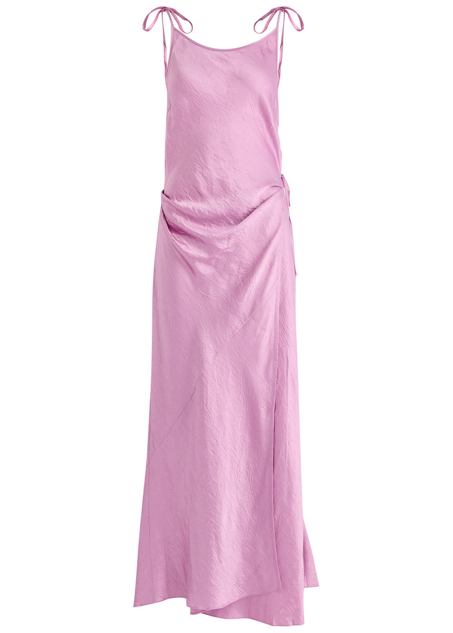 ACNE STUDIOS Crinkled satin maxi wrap dress | Harvey Nichols
