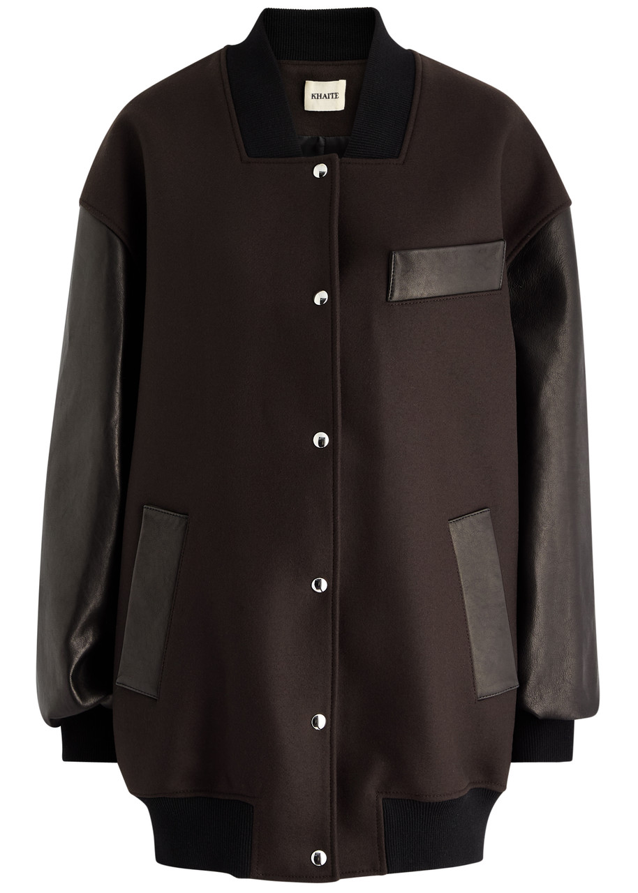 KHAITE Spencer leather and wool-blend bomber jacket Harvey Nichols