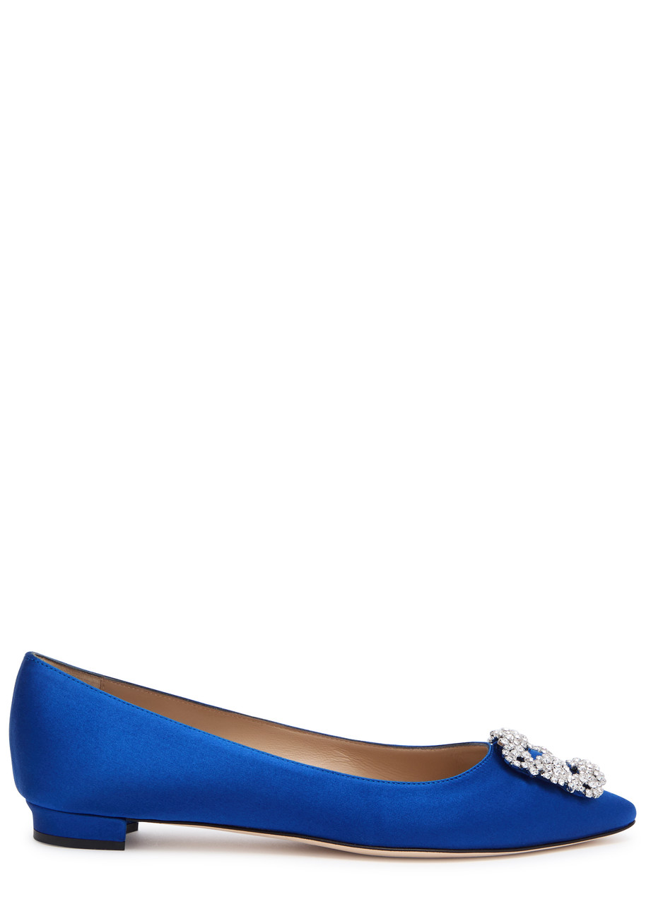 MANOLO BLAHNIK Hangisiflat 10 silk-satin flats | Harvey Nichols