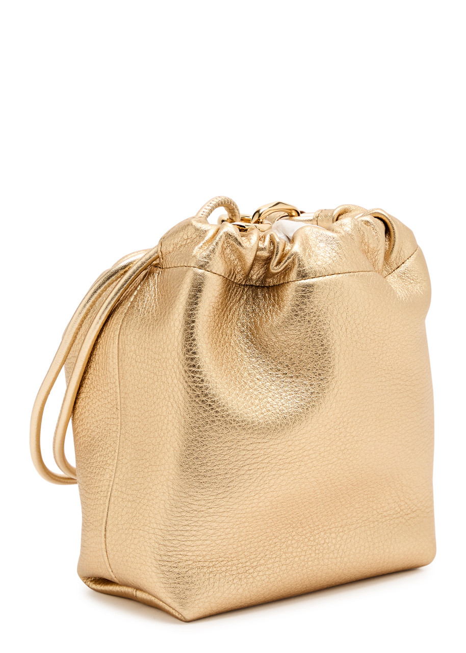 関税負担なし☆VALENTINO VLogo Pouf ミニバッグ Valentino Garavani VLogo Pouf Metallic Leather Mini Bucket