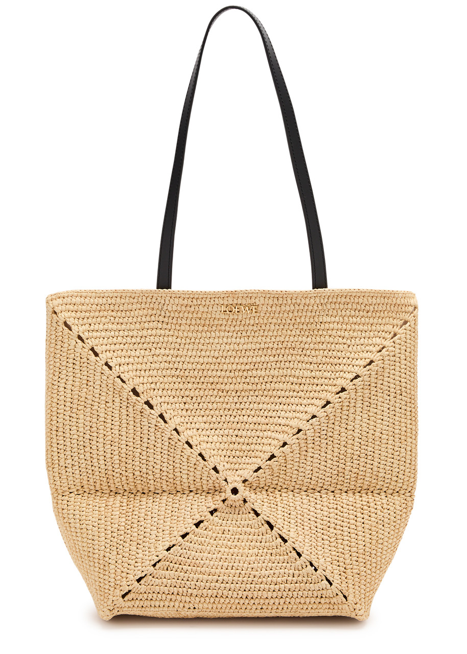LOEWE Puzzle Fold woven raffia tote | Harvey Nichols