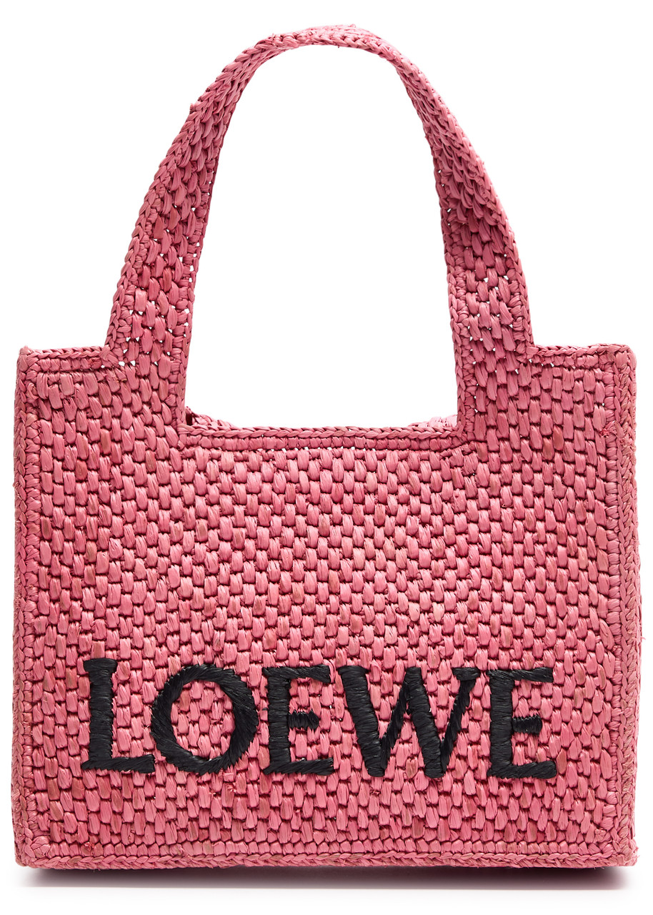 LOEWE Font mini woven raffia tote | Harvey Nichols
