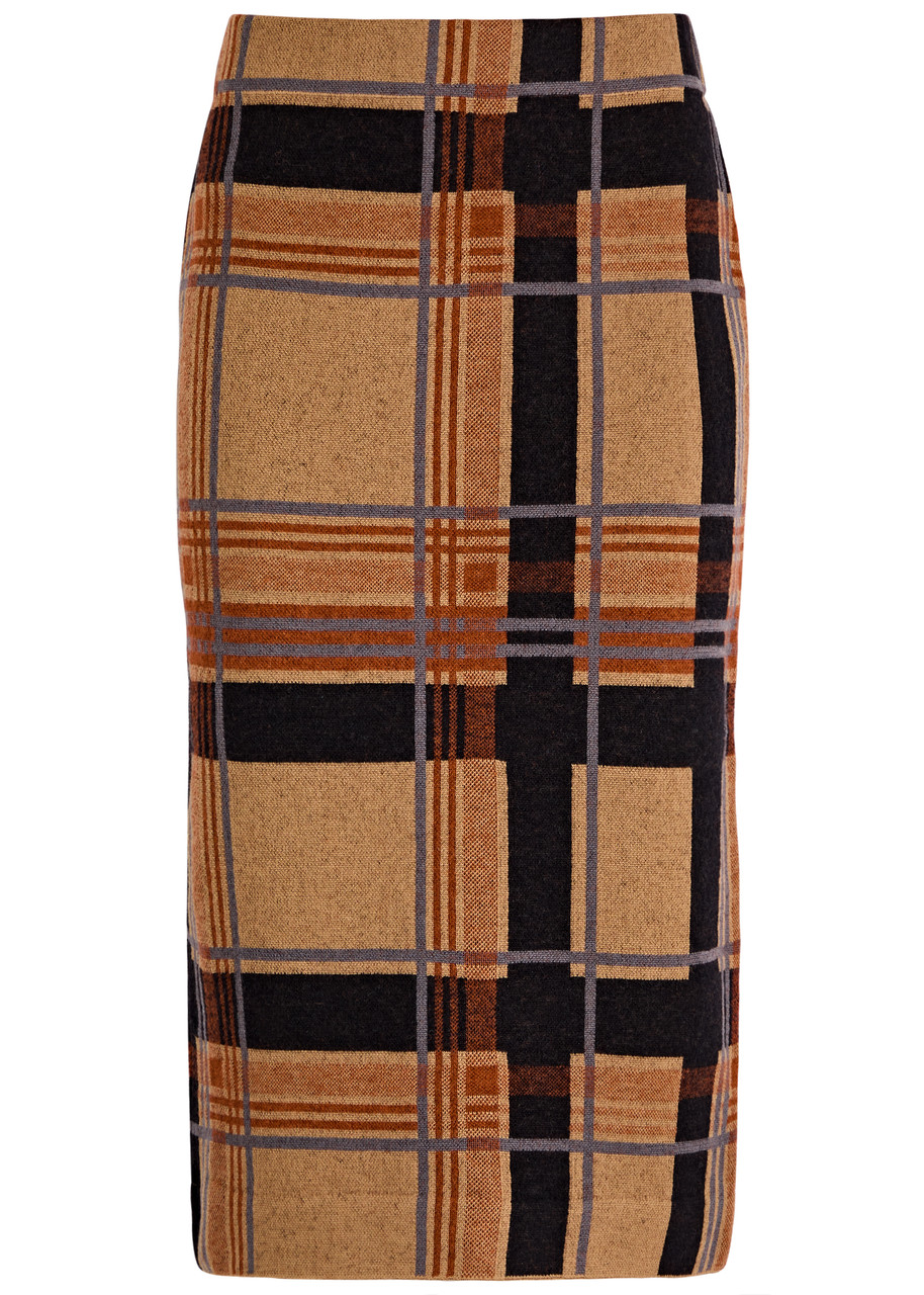 DRIES VAN NOTEN Tilburg tartan wool-blend midi skirt Harvey Nichols
