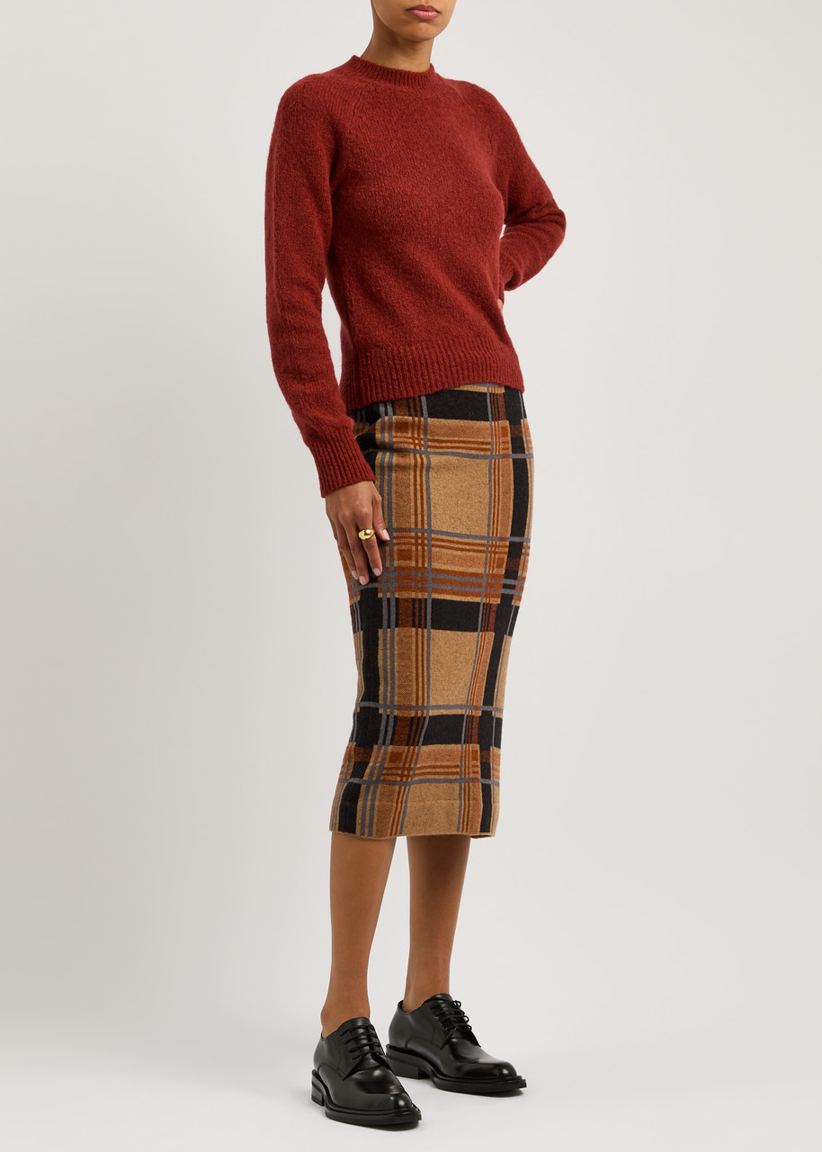 DRIES VAN NOTEN Tilburg tartan wool-blend midi skirt | Harvey Nichols