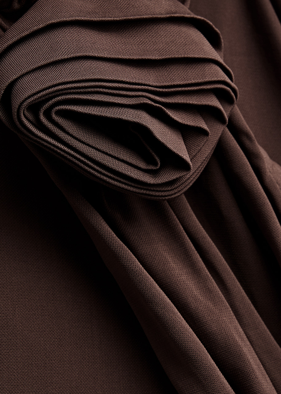 jacinth maxi dress in chocolate brown jersey DE LA VALI Jacinth draped stretch-jersey maxi dress
