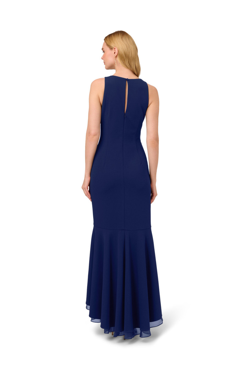 ADRIANNA PAPELL Ruffle crepe halter gown | Harvey Nichols