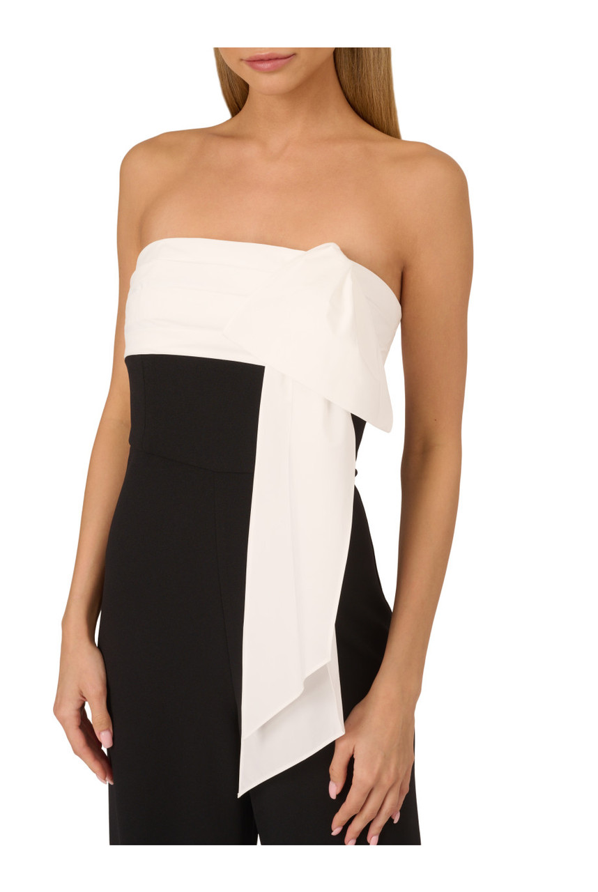 Adrianna Papell ★【ジャンプスーツ】Crepe Strapless Jumpsuit Amazon.com: Adrianna Evening Women's Knit Crepe Strapless