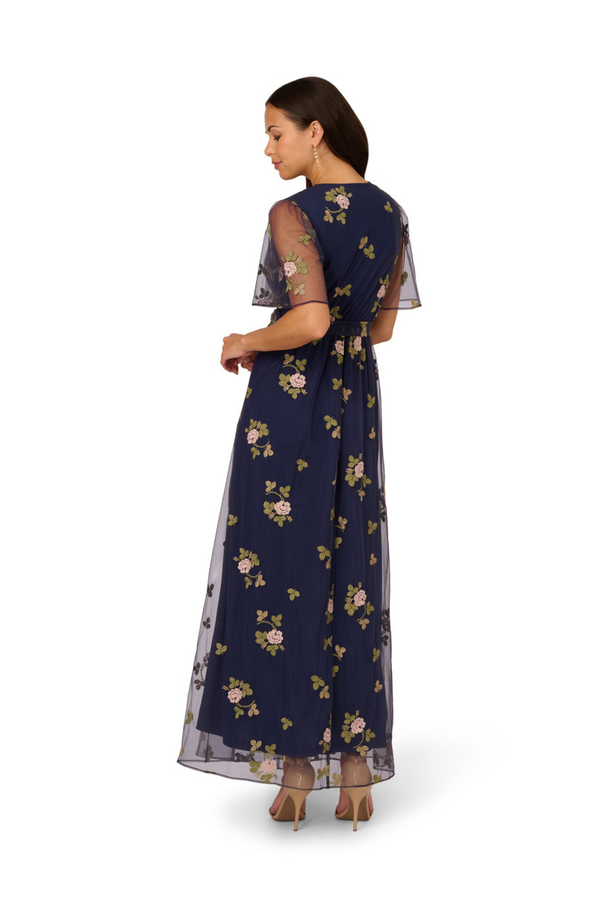 【海外限定】AdriannaPapell ドレス☆Embroidered Flutter Maxi ADRIANNA PAPELL Embroidered flutter dress | Harvey Nichols
