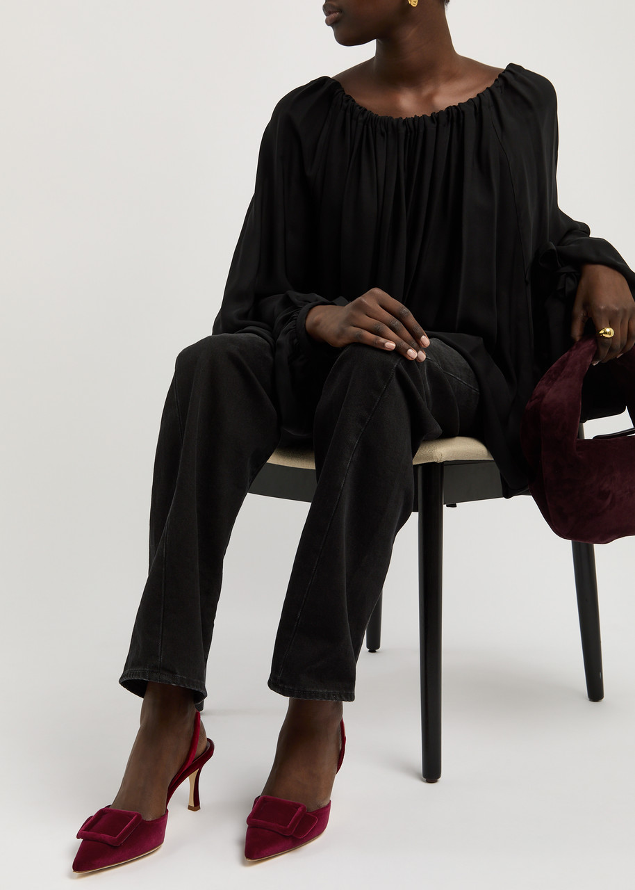 MANOLO BLAHNIK Maysli 70 velvet slingback pumps | Harvey Nichols