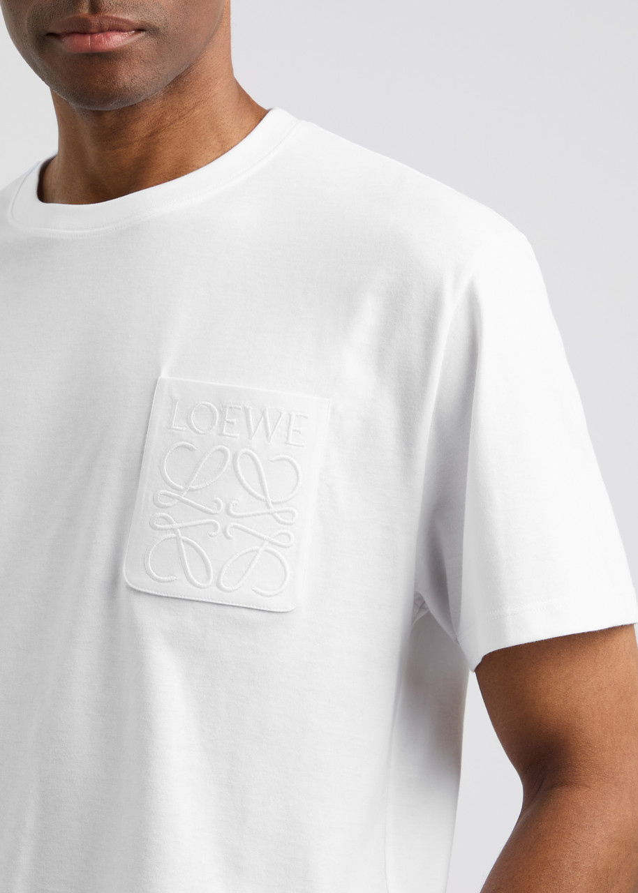 LOEWE WHITE EMBROIDERED LOGO T-SHIRT