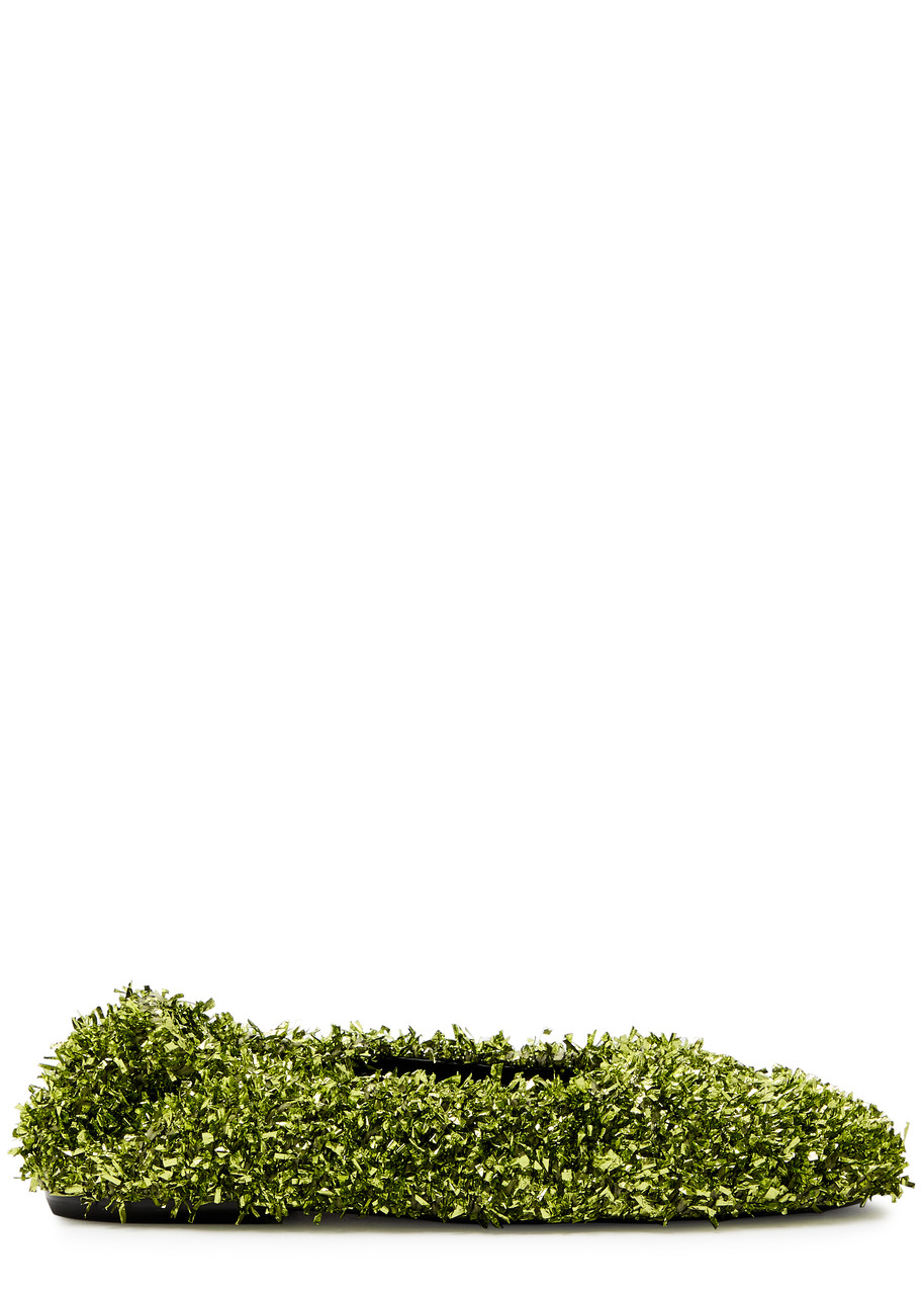 DRIES VAN NOTEN Metallic tinsel-weave ballet flats | Harvey Nichols