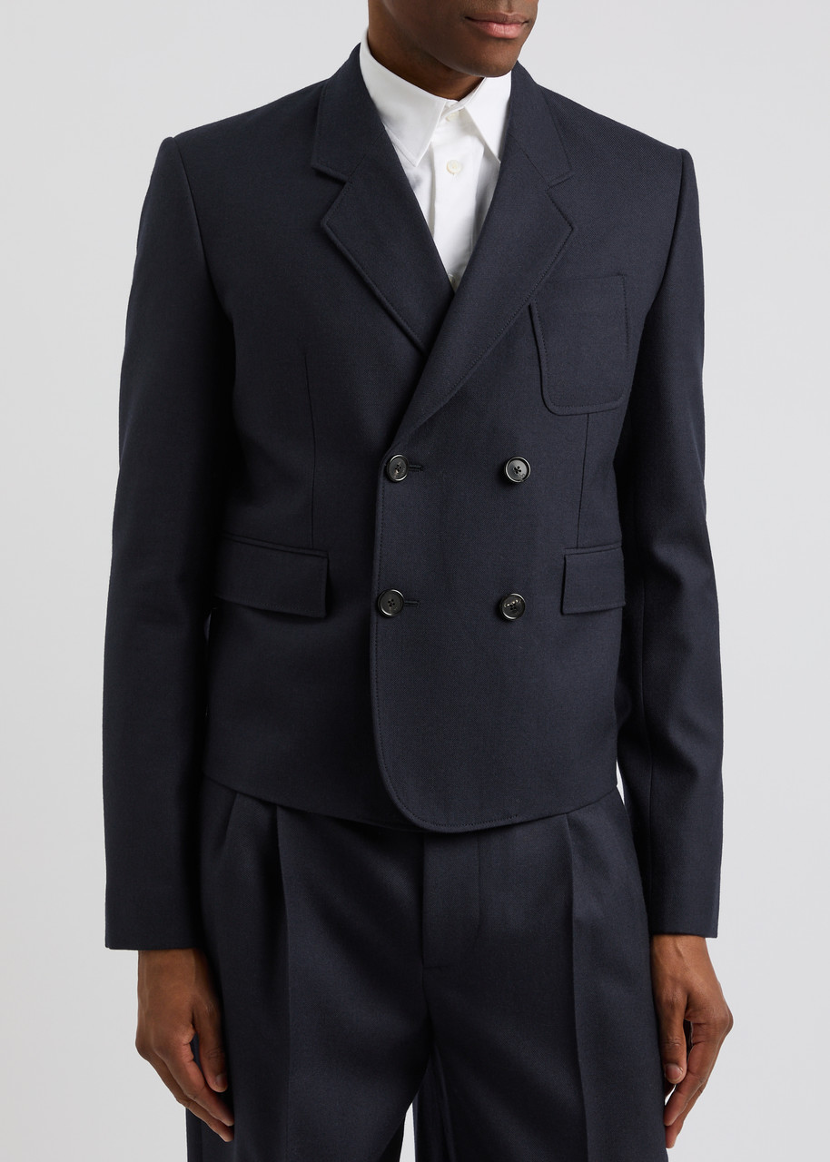 【関税&送料込】Loewe Midnight Blue Wool Blazer LOEWE Double-breasted cropped wool blazer | Harvey Nichols