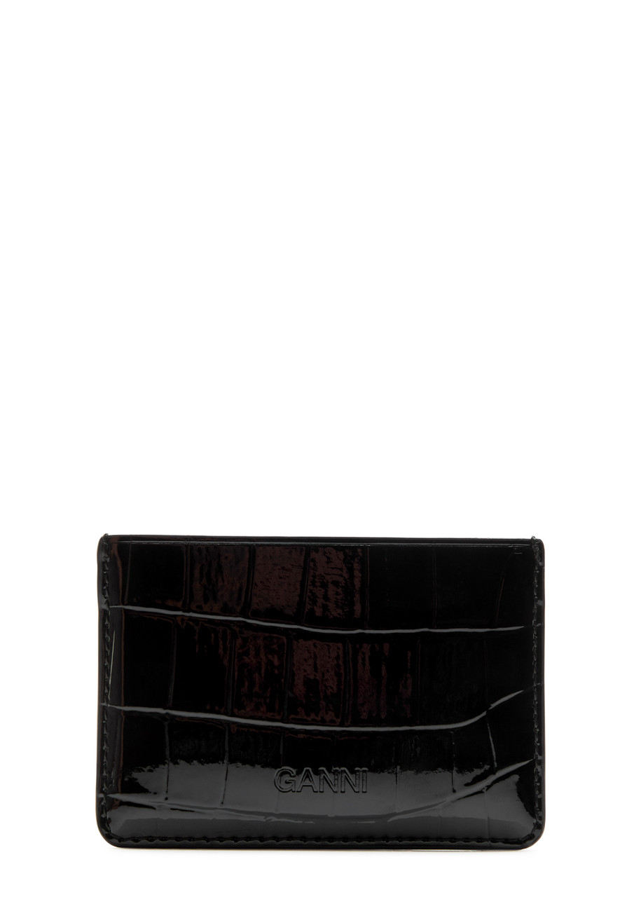 Ganni ◆Ganni Bou Card Holder Patent Croco 残りわずか】 GANNI Bou crocodile-effect patent leather card holder