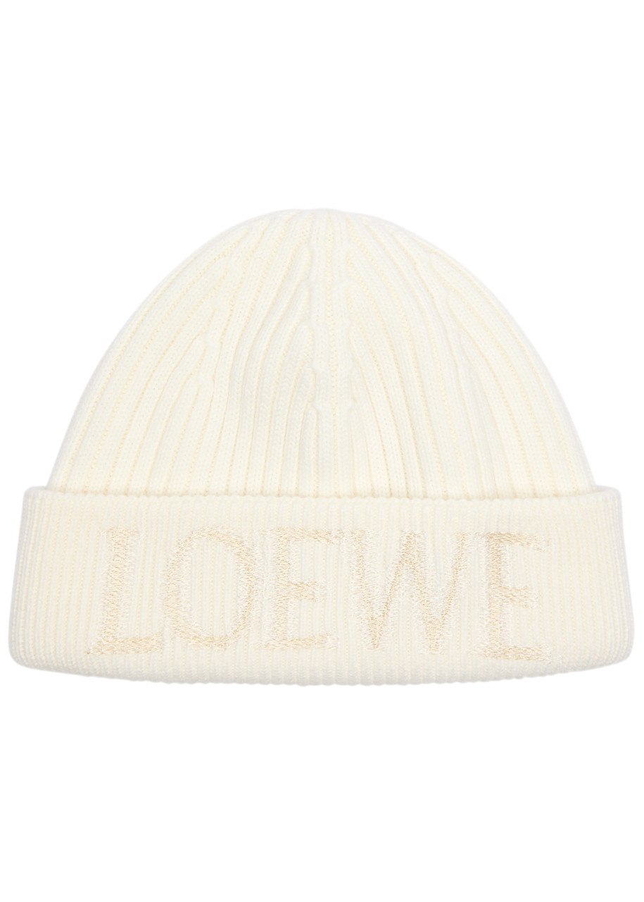 LOEWE ウール ビーニー ホワイト ホワイト（白）系 LOEWE(ロエベ) ニットキャップ・ビーニー(メンズ