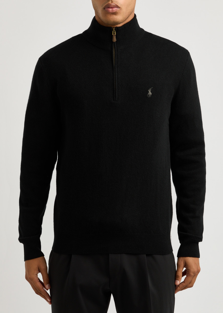POLO RALPH LAUREN Logo half-zip wool jumper | Harvey Nichols